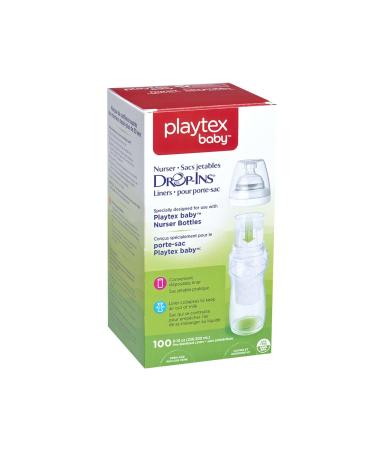 Playtex Baby Nurser Pre-Sterilized Disposable Drop-Ins Bottle Liners Closer to Breastfeeding 8 Oz 100 Count Disposable Drop-Ins Bottle Liners 8oz (100 count)