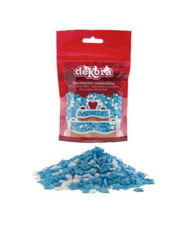 Buy Dekora Confetti Strussel Tortendeko - Edible Blue & White Sugar Decor for Cakes Cupcakes & Desserts - 100g of Stars & Circles - International Shipping Available - Buy Online on SooperMarket.com