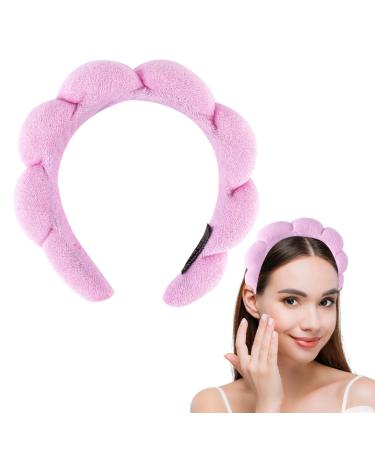 AWAVM Spa Headband for Women Non Slip Wide Headband Makeup Headband for Washing Face Facial Mask Skin Care Shower Made of Soft & Absorbent Material Women Girls Hair Accessories (Pink)