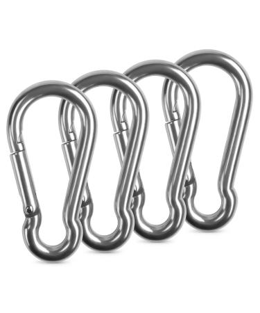 4 PCS M4 x 1.57 Inch Spring Snap Hook Carabiner, 304 Stainless Steel Snap Hook Heavy Duty Carabiner Clip for Hammock Swing Set Outdoor Travel Camping Fishing Hiking