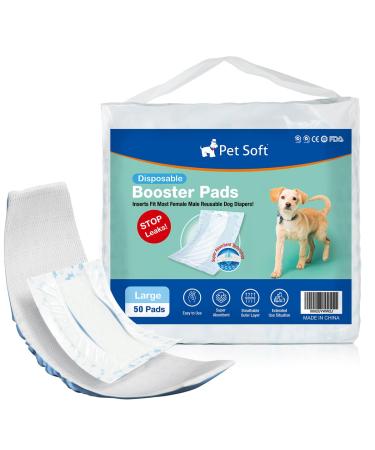 PET soft disposable dog diaper inserts 50 pieces dog diaper deposits for males bitches with leak-proof protection high-suction dog inlays Booster pads for dog diapers (L-50)