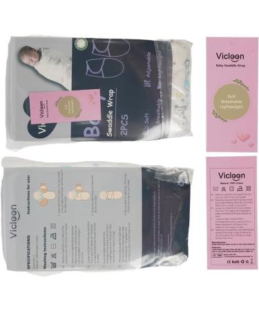 Vicloon Baby Swaddle Wrap Set - Organic Cotton Blanket for Newborns 0-3 Months (7-14lbs) - Blue (2 pcs) - Buy Online on SooperMarket.com