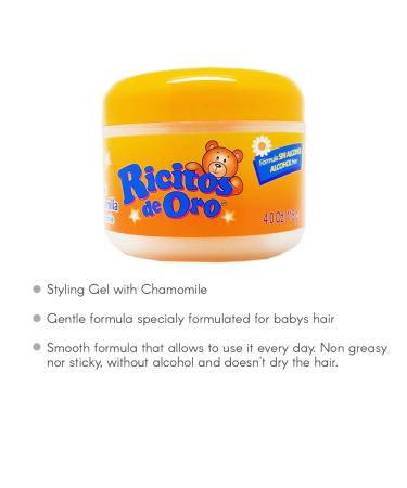 Ricitos De Oro Chamomile Baby Styling Gel - Alcohol Free, Non-Greasy - 4 oz | Pack of 2 - Buy Online on SooperMarket.com