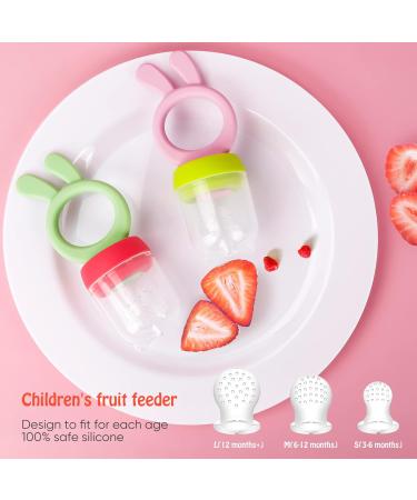 Baby Fresh Fruit Food Feeder Pacifier 2 Pack HAOBAOBEI Silicone Teething Toy for Babies 3-12 Months BPA-Free Baby Teether Teething Relief Infant Teething Toy with 4 Silicone Pouch (Green&Pink) Rabbit Series - Green &... - Buy Online on SooperMarket.com