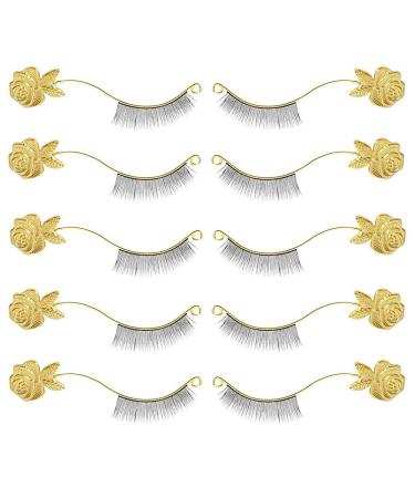 TXIN 6 Pairs False Eyelash Eyelashes Extensions Display Holder Metal Rose Flower Shape Magnetic Try On Stick Fake Lashes Magnet Grafting Eyelashes Auxiliary Tool