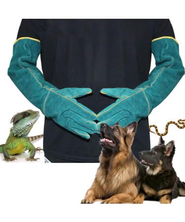 Joyzan Animal Handling Gloves Bite Proof Durable Reptile Scratch Protection Anti Safety Ultra Long Leather Mitten for Bathing Grooming Welding Resistant Catch Pets Grasping Biting Squirrel Snake Dog Blue - Buy Online on SooperMarket.com