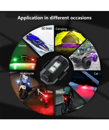LECART 6 Pcs Rechargeable LED Aircraft Strobe Lights | 7 Colors Anti Collision Light for Motorcycle, Car, E-Bike, Drone, RC Boat, Bicycle - Buy Online on SooperMarket.com