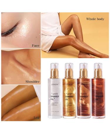 Liyalan Shimmer Body Oil Rose Gold Highlighter Illuminator 2.8 Fl Oz - #02 Rose Gold - Buy Online on SooperMarket.com