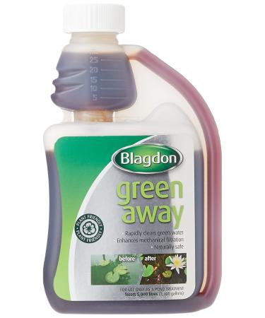 Blagdon Green Away Pond Water Treatment Clears Green Water and Suspended Algae Particles Natural Plant Friendly Safe for Fish 250 ml Treats 5 000 Litres of Water package may vary 250 ml Single