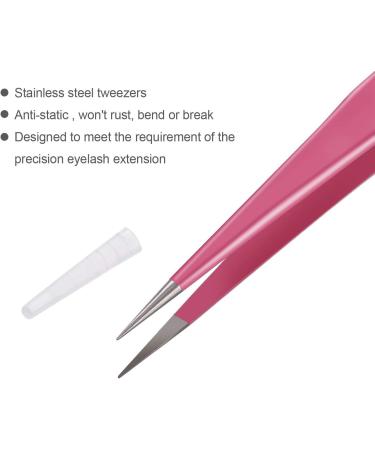 Quesuc 2 Pieces Straight and Curved Tip Tweezers Nipper for Eyelash Extensions Pink Stainless Steel False Lash Application Tools - Buy Online on SooperMarket.com