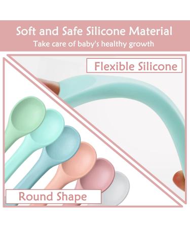 6Pcs Silicone Baby Spoons Set - Feeding & Training Toddler Cutlery - Morandi Pink/Blue/Green, Light Pink/Blue, Grey - Buy Online on SooperMarket.com