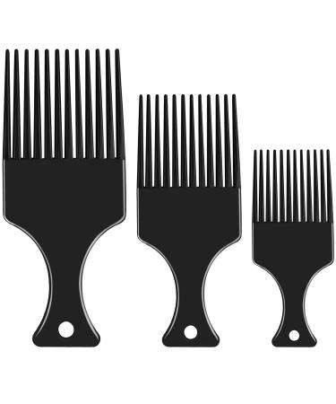 3 Sizes Afro Combs Set Black Plastic Afro Hair Comb Hair Pick Comb Wide Tooth Comb Hairdressing Styling Tool for Natural Curly Hair Style