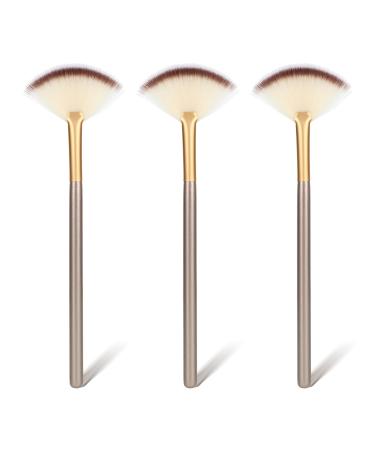 Amaxiu Fan Brushes for Facials Ultra Slim Soft Facial Fan Applicator Brushes Professional Blending Makeup Brush with Comfortable Wood Handle for Mask Mud Cream Makeup Esthetician(3 Pcs Wooden)
