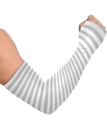 Grey Striped Compression Arm Sleeve - UPF 40+ Sun Protection for Men & Women - Buy Online on SooperMarket.com