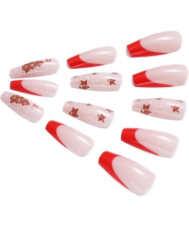 Vatocu Christmas False Nails - Long Xmas Snowflakes Glitter Press on Nails for Women and Girls (24pcs) - Buy Online on SooperMarket.com