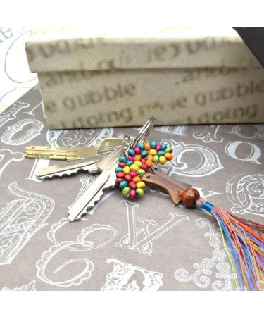 Tree of Life Wooden Keychain - Unique Beaded Design with Leaf Ring | Modelo 2 - International Shipping Available - Buy Online on SooperMarket.com