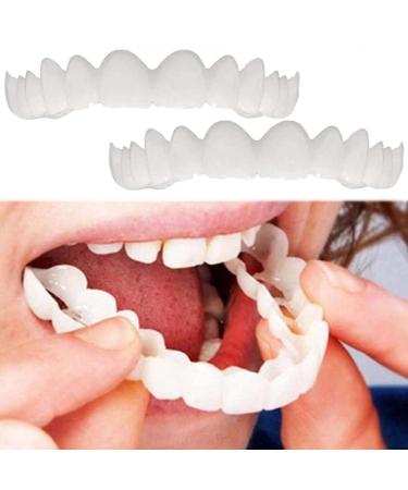 Risely 2 pairs of veneers teeth at the top and bottom teeth for plug in braces artificial teeth lightening dentures false teeth Temporary whitening repair kit for men and women