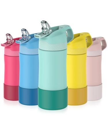 EIJIAN Kids Insulated Water Bottle With Straw Lid 14oz  Leak-Proof BPA-FREE Metal Drink Flask  Double Wall Vacuum Stainless Steel Cup For Toddlers  Girls  Boys - Suitable For School  Outdoor  Travel 14oz Green