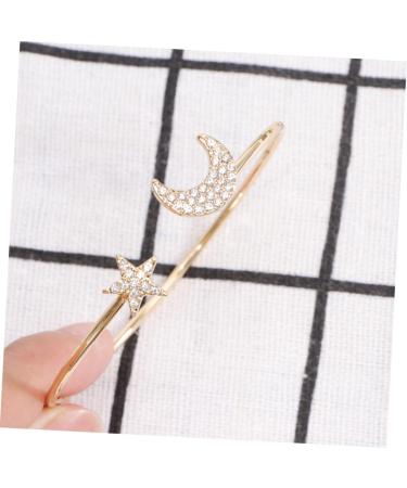 TENDYCOCO 2pcs Rhinestone Bracelets Open Cuff Bracelet Crystal Vintage Bracelets Moon Bracelet for Women Friendship Bracelet Shiny Bracelet Crystals Bracelet To Open Wristband 5.5X5.5cmx2pcs Goldenx2pcs - Buy Online on SooperMarket.com