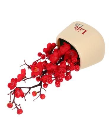 ABOOFAN Decor Artificial Bonsai Tree Artificial Tree Artificial Plum Blossom Artificial Bonsai Plant Tree Fruit Centerpieces for Tables Potted Plants Foam Fruit Plastic Mini Assorted Color 1 30.00X12.50X10.50CM