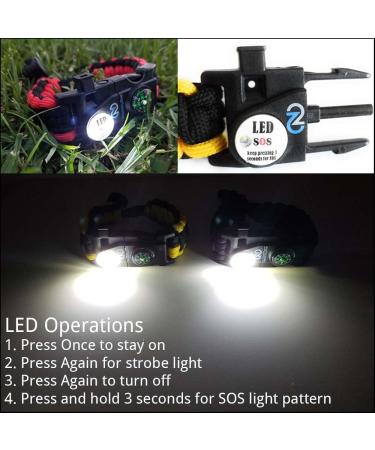 Survival Paracord Bracelet Set of 2 Blue- Tactical Emergency Gear Kit with SOS LED Light, Multitools, Fire Starter, Compass, and Whistle - Buy Online on SooperMarket.com