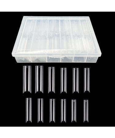 JZK 240x Clear C Curve Half Cover Square Nail Tips Extra Long For Acrylic Extensions Square False Finger Nail Tips For Gel And Acrylic Nails False Nail Extension Tips