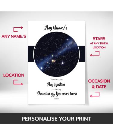 Personalized Sky/Star Map Print: Unique Gift for Birth, Christening, Mother's Day, Father's Day - Custom Night Sky Poster for Any Location - Picture/Print Only - Buy Online on SooperMarket.com