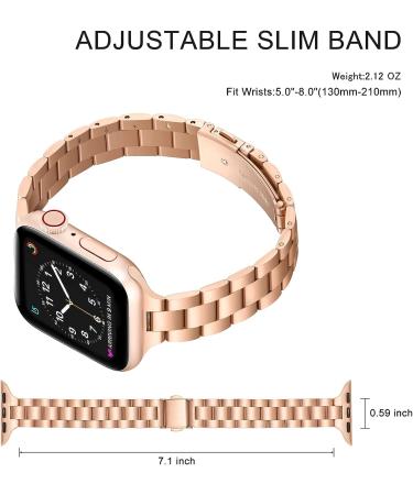 OMIU Thin Band Compatible with Apple Watch - Premium Stainless Steel Metal Replacement Wristband for iWatch 38mm/40mm/41mm - Rose Gold - Adjustable Strap for Women and Men - Buy Online on SooperMarket.com