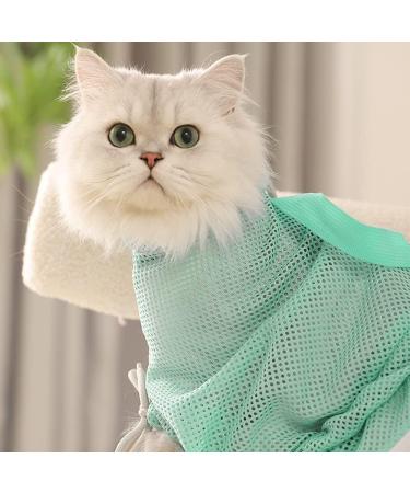 Buy Mioyoow Cat Bathing Bag - Breathable Adjustable Mesh Bag for Kittens | Perfect for Bathing Nail Cutting & Ear Cleaning | Green & White - Buy Online on SooperMarket.com