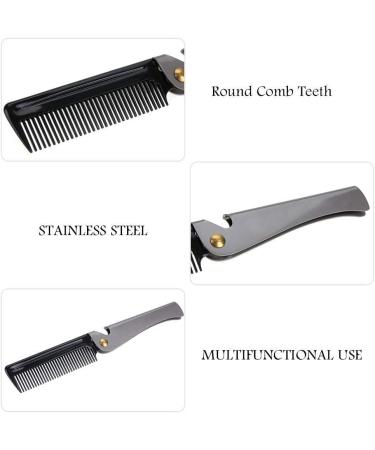 Folding Stainless Steel Beard Comb with Round Teeth - Pocket Size for Household, Barber & Salon Use (2#) - Buy Online on SooperMarket.com