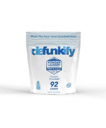 Defunkify Powder Laundry Detergent, Free & Clear - EPA Safer Choice Certified - For Activewear & All Laundry - 92 Loads (55 oz)