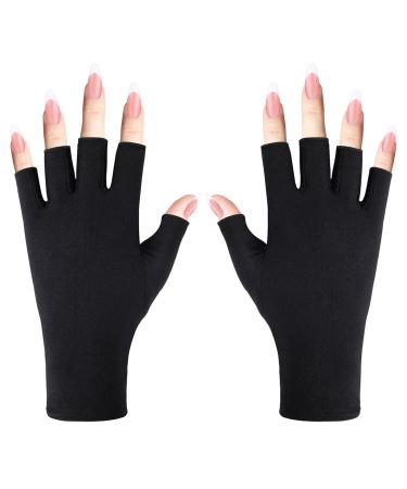 WLLHYF Anti UV Gloves for Gel Nail Lamp  Professional Protection Fingerless Moisturizing Gloves Nail Art DIY Accessories Skin Care Protect Hands for Home Outdoor (1 Pair)