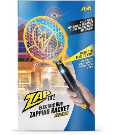 ZAP IT Rechargeable Bug Zapper Racket - 4000 Volt with Blue Light Attractant - USB Charging Cable - Medium Yellow - Buy Online on SooperMarket.com