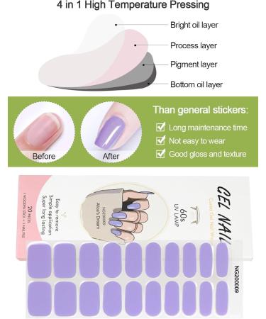Kalolary Lavender Gel Nail Polish Strips - 20 Self-Adhesive Wraps with Nail File and Stick - Buy Online on SooperMarket.com