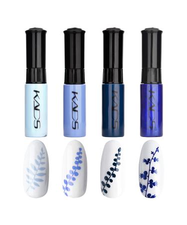 4 Colors Nail Polish Set Stamping Polish Detailed Painting Plastic Bottle Colourful Pigment Nail Art DIY Manicure Design Drawing Tool 10ml (4P-10)
