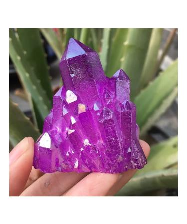 Stone Crafts Rare Beautiful Purple Flame Aura Quartz Crystal Cluster Specimen Reiki Crystals