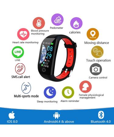 Fitness Tracker Smart Watch Bracelet | 1.14 Color Screen, IP68 Waterproof, Step Calorie Counter, Sleep Monitoring | Activity Tracker for Women Men Kids - Red - Buy Online on SooperMarket.com