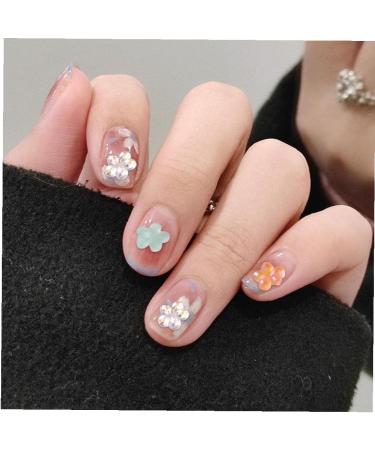 100pcs Flat Back Beads Nail 3D Flower Rhinestones Mix Aurora Five-Petal Flower Charms for Nail Art DIY 6mm - Buy Online on SooperMarket.com