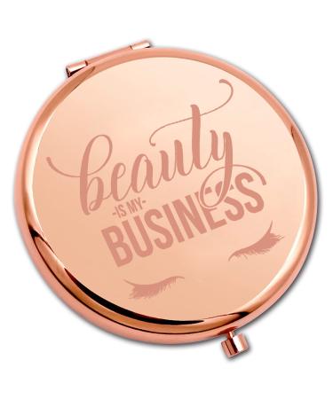PLITI Lash Girl Compact Mirror Lash Artist Gift Cosmetology Student Gift Beautician Gift Beauty is My Business Pocket Mirror (Beauty Business CMrg)