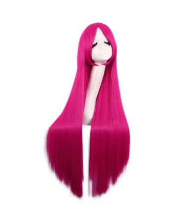 MapofBeauty 40 inch/100 cm Unique Long Women's Cosplay Straight Cosplay Wig (Hot Pink) Hot Pink