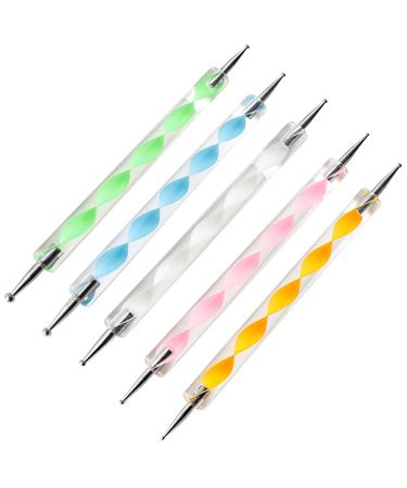 5PCS Nail Dotting Pen Marbleizing Dotting Painting Pen Polish Carving Tool Paint Manicure Dot Nail Art Set - Multi-Colored