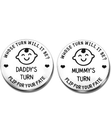 New Parents Decision Coin - Stainless Steel Flip Coin for Funny New Baby Gift - Mum Dad Gifts - Silver - Buy Online on SooperMarket.com
