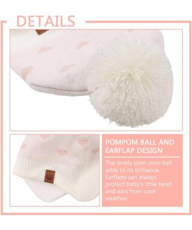 XIAOHAWANG Knitted Baby Hat with Pompom | Winter Warm Beanie for Toddler Kids | Fleece Lining | 2-4 Years | White Hat+Scarf - Buy Online on SooperMarket.com