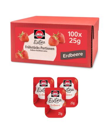 Schwartau Extra Strawberry Portions Jam Portion Bowls Bulk Pack 100x25g