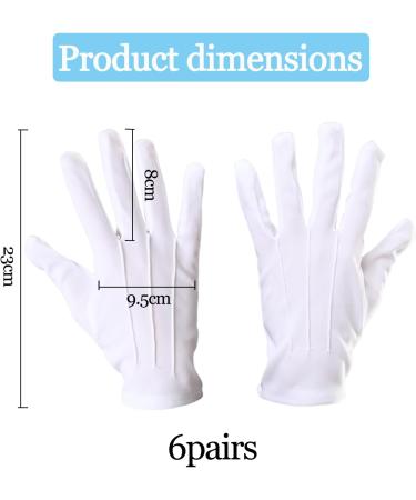 Omjmyy White Gloves - 6 Pairs of Sweatproof Nylon Gloves for Women & Men | Perfect for Skin Care Evening Wear Cosplay & Jewelry Inspection - Buy Online on SooperMarket.com