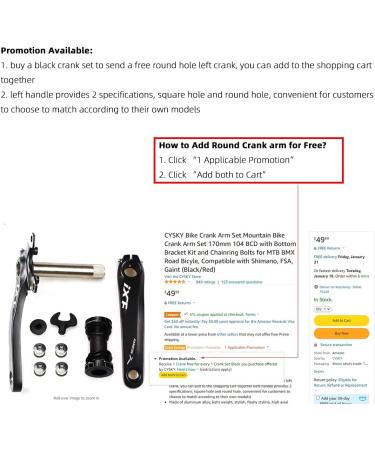 CYSKY 170mm Bike Crank Arm Set with Bottom Bracket Kit - Compatible with Shimano, FSA, Gaint - for MTB BMX Road Bicycle - Buy Online on SooperMarket.com