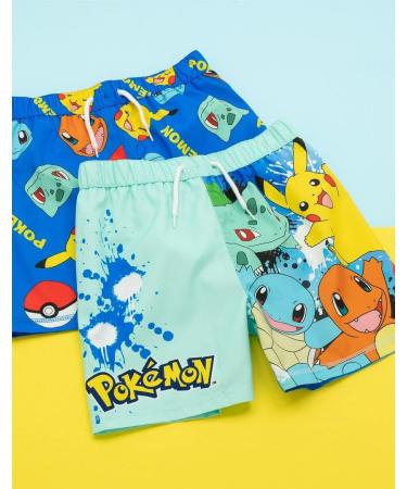 Shop Pok mon Bathing Shorts 2 Pack for Boys | Blue Squirtle Pikachu Charmander Bulbasaur Swimming Trunks | Perfect Gamer Swimwear Gifts for Ages 9-10 - Buy Online on SooperMarket.com