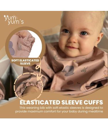 Yum Yum's Silicone Baby Bibs | Waterproof Long Sleeve Weaning Bib for Babies 6-12 Months - Toddler Apron in Pink Safari Print - Buy Online on SooperMarket.com