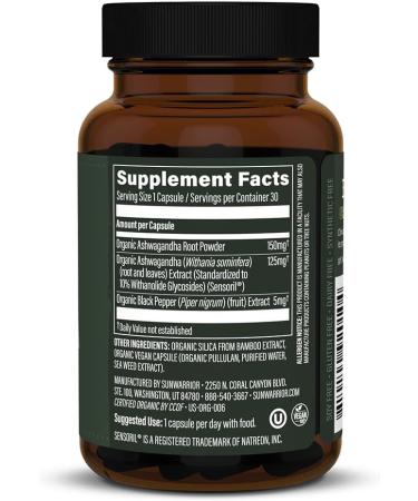 Sunwarrior Ashwagandha with Organic Black Pepper | 30 Capsules - Sleep Aid, Stress Relief, Immune Support | Promotes Calm & Relaxation | Gluten Free, Dairy Free, Non GMO, Keto, Raw Organic - Buy Online on SooperMarket.com