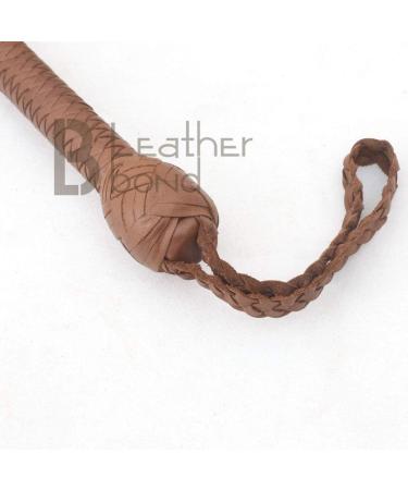 10ft 8 Plait Natural Tan Leather Bullwhip | Indiana Jones Style | Real Cowhide Leather - Buy Online on SooperMarket.com